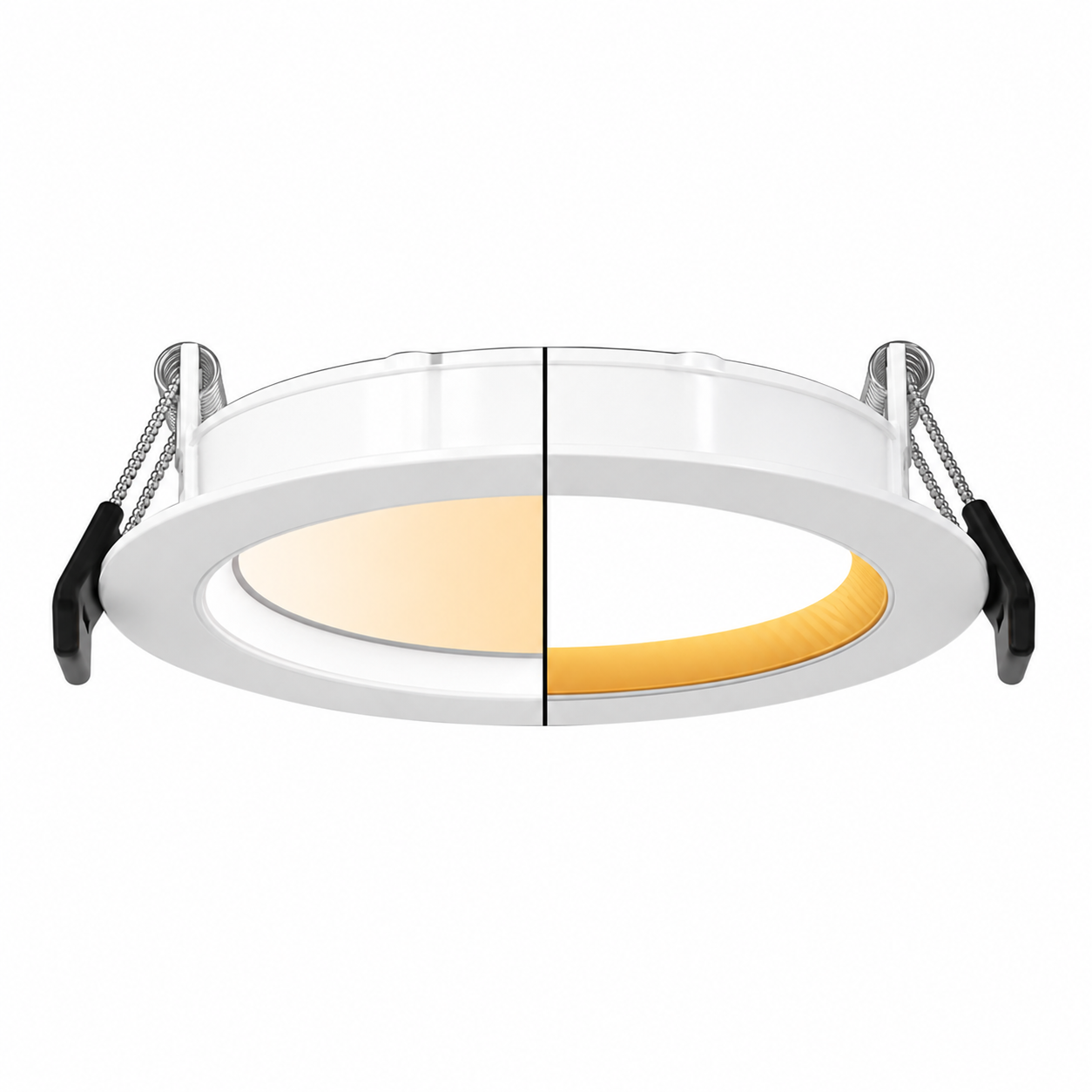 RAB WFRX-4RB/NL WFRX 4 Inch Dim-to-Warm Edge-Lit Wafer Downlight with Night Light – Selectable 6W/8W/10W – Selectable 2700K/3000K/3500K/4000K/5000K – White Baffle Trim – 120V – 500-850 Lumens Main Light + 20 Lumen Night Light