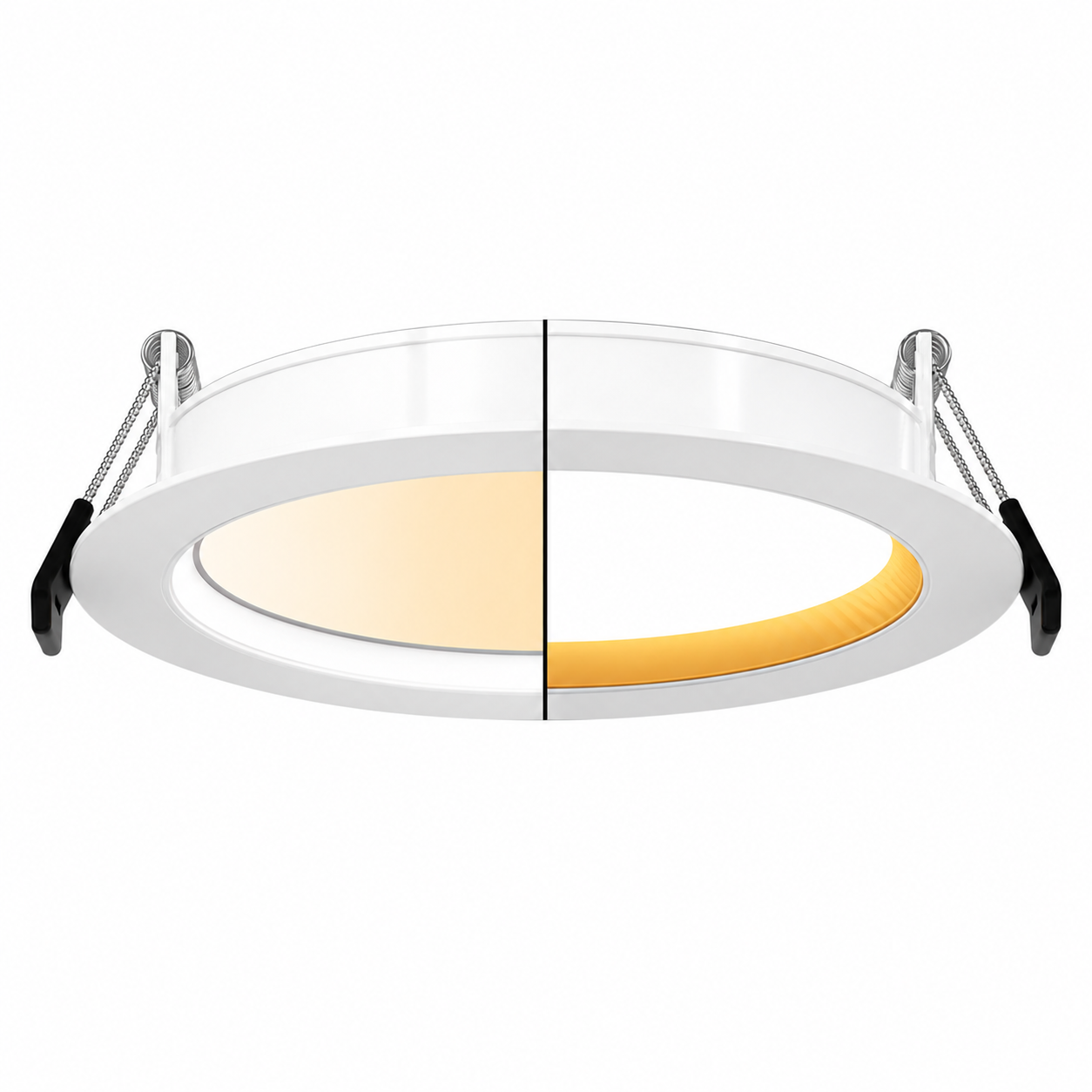 RAB WFRX-6RB/NL WFRX 6 Inch Dim-to-Warm Edge-Lit Wafer Downlight with Night Light – Selectable 9W/11W/13W – Selectable 2700K/3000K/3500K/4000K/5000K – White Baffle Trim – 120V – 850-1200 Lumens Main Light + 20 Lumen Night Light