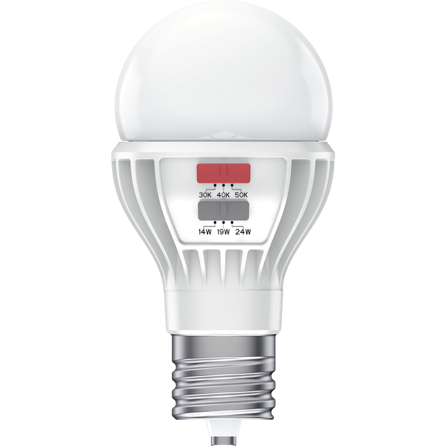RAB A23-24S-EX39-8CCT-DIM-UNV A23 LED HID Replacement Lamp – Selectable 16W/21W/24W – 200W HID Equivalent – Selectable 3000K/4000K/5000K – 1941-3423 Lumens – 120-277V – CRI 80 – Dimmable – EX39 Mogul Base – Frosted Finish