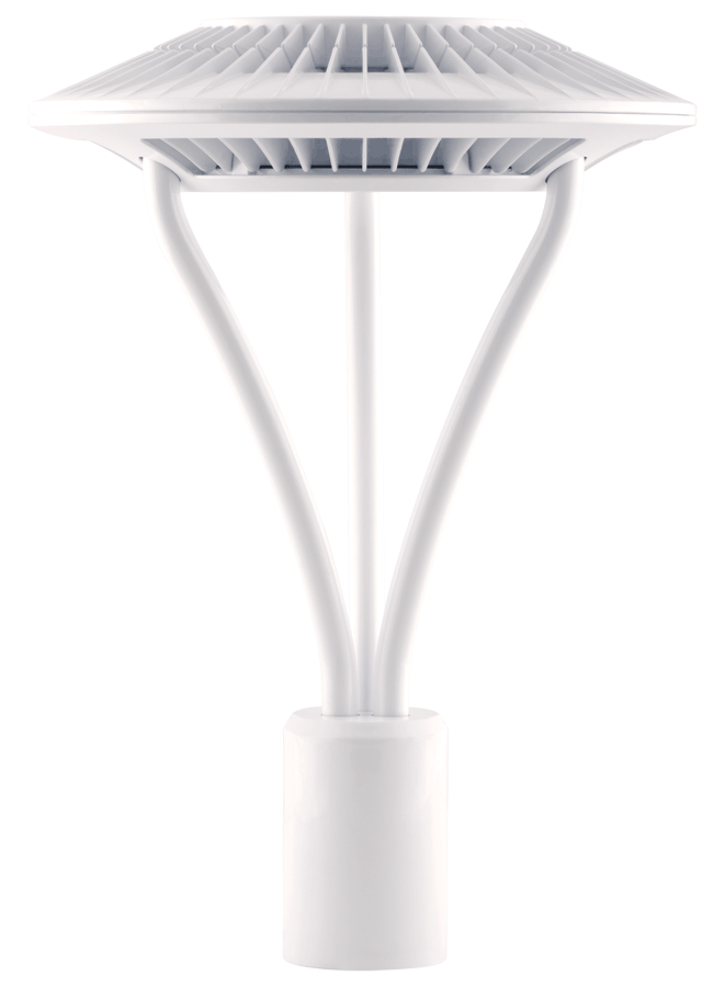 RAB ALED5T26NW ALED LED Post Top Area Light – 26W – 5000K – Type V Distribution – 3646 Lumens – 120-277V – Clear Lens – White Finish