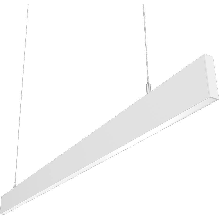 RAB BOAE4PW BOA EDGE Field-Adjustable 4ft LED Pendant Linear Light – 12W/20W/24W/28W/40W Selectable – 3000K/3500K/4000K Selectable – 1657-5265 Lumens – 120-277V – Flat Lens – White Finish