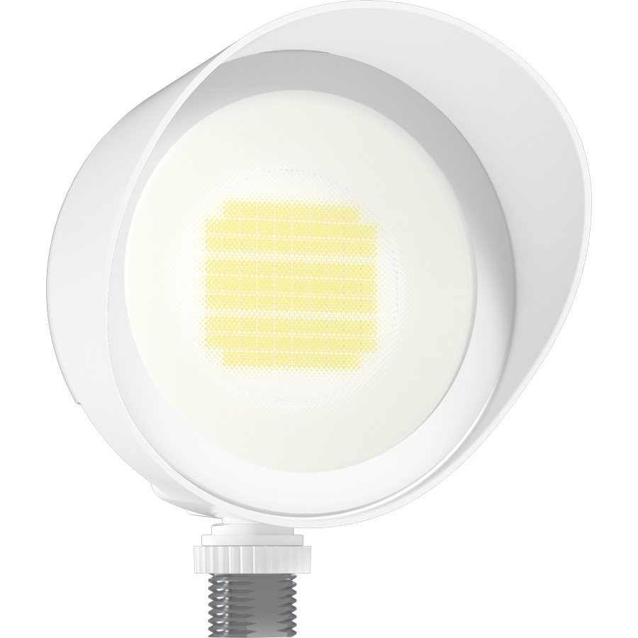 RAB BULLET20W BULLET LED Flood Light – Selectable 10W/15W/20W – Selectable 3000K/4000K/5000K – 1147-2095 Lumens – 120V – Hood and Lens Included – White Finish