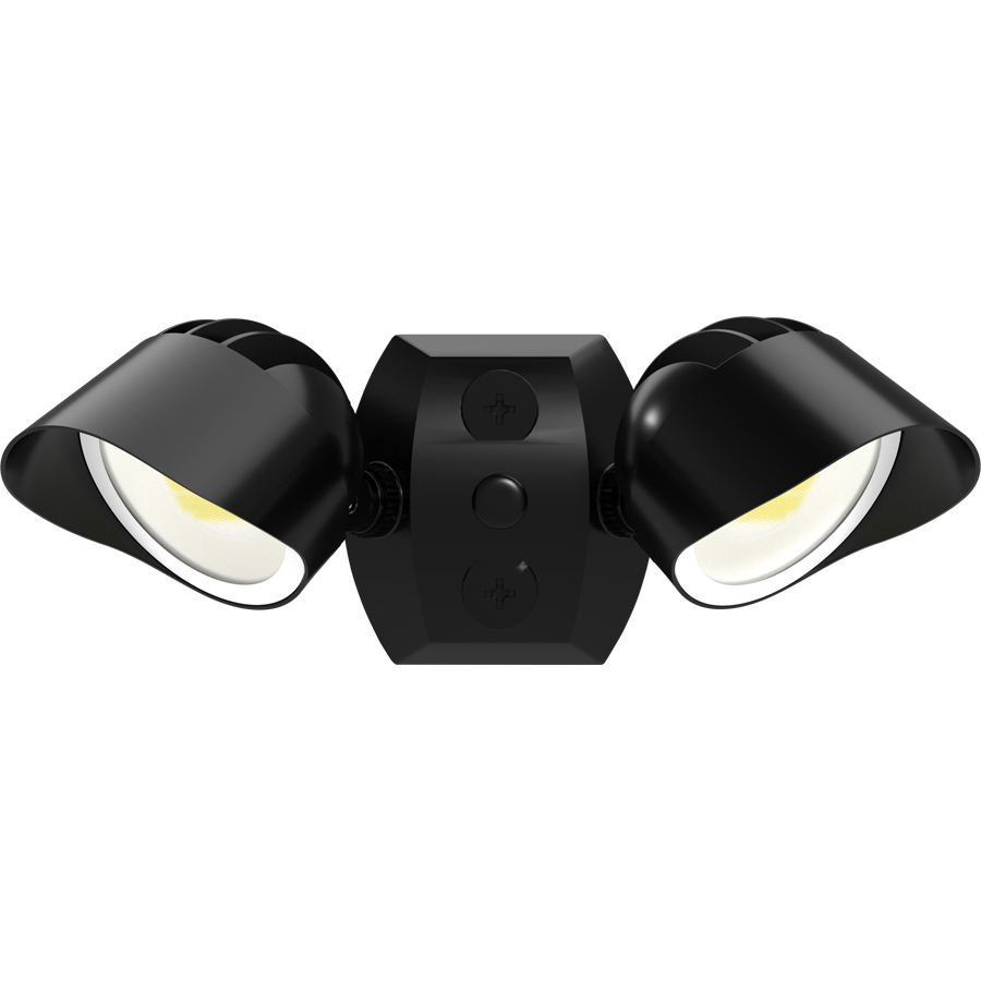RAB BULLET2X20B Dual Head Flood Light Kit – Selectable 10W/15W/20W Per Head – Selectable 3000K/4000K/5000K – 2319-4189 Lumens – 120V – CU4 Cover Plate – Hood Included – Black Finish