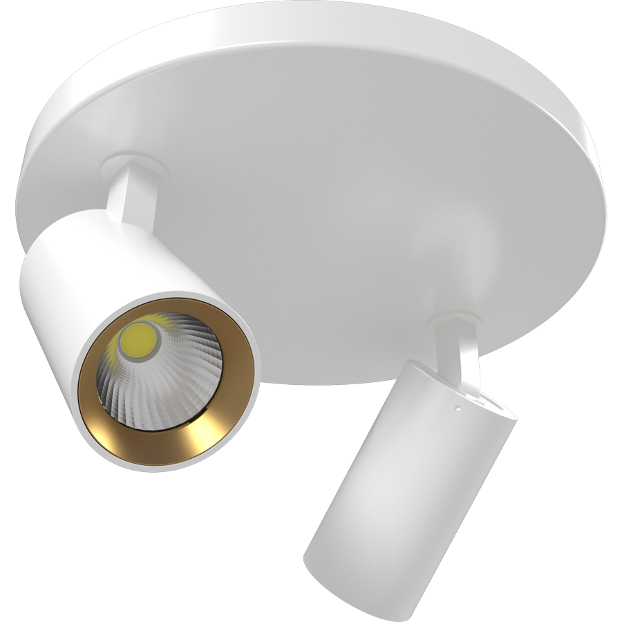RAB COL12SM2 COLUMN Round Ceiling Spotlight – Dual Head – Selectable 3000K/4000K/5000K – 1066-1126 Lumens – 120V – 36° Beam Angle – White Finish