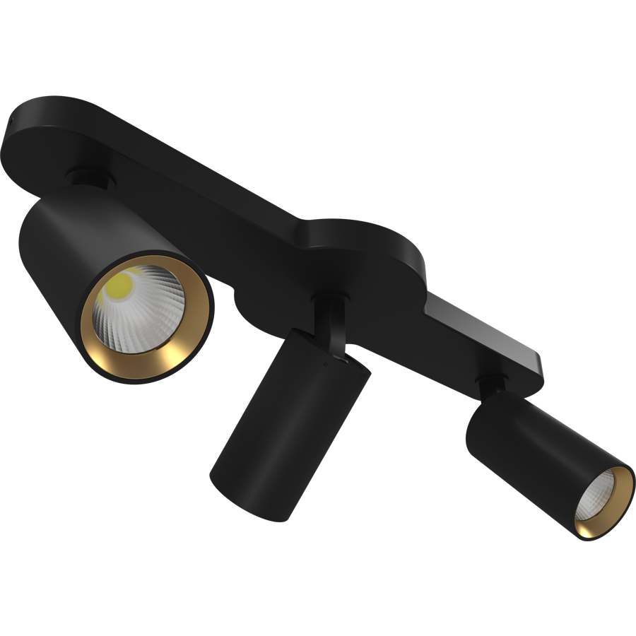 RAB COL18LM3B COLUMN Linear Ceiling Spotlight – Triple Head – Selectable 3000K/4000K/5000K – 1599-1698 Lumens – 120V – 36° Beam Angle – Black Finish