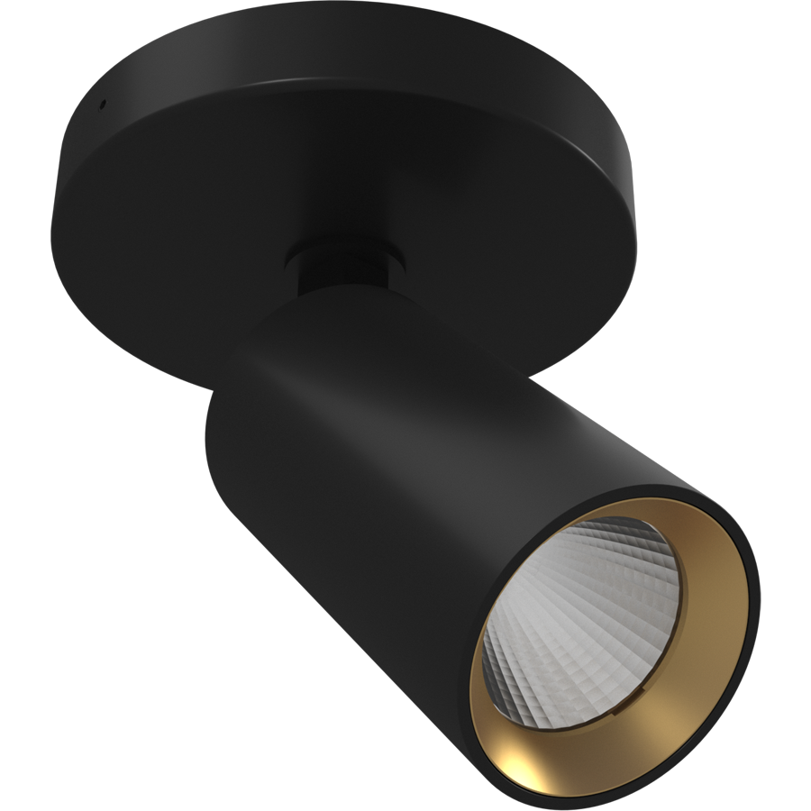 RAB COL6SMB COLUMN Surface Mount Ceiling Spotlight – Single Head – Selectable 3000K/4000K/5000K – 529-563 Lumens – 120V – 36° Beam Angle – Black Finish