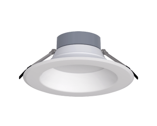 RAB CRLEDFA-8R-22S-9CCT-UNV-WS/E CRLEDFA 8-Inch Round Recessed Downlight – Selectable 11W/16W/22W – 9-CCT Selectable – CRI90 – Emergency Backup – Smooth Trim – 120-277V – 2400-3000 Lumens