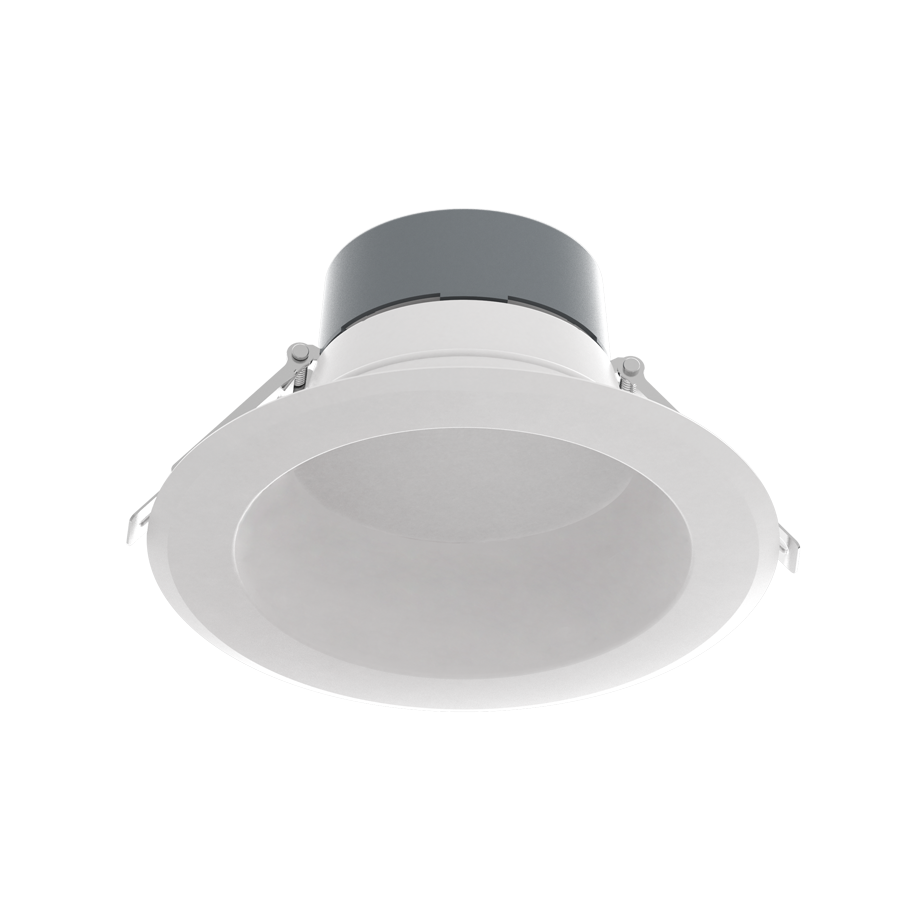 RAB CRLEDFA-8R-33S-9CCT-UNV-WS CRLEDFA 8-Inch Round Recessed Downlight – Selectable 25W/29W/33W – 9-CCT Selectable – CRI90 – 0-10V Dimming – Smooth Trim – White Finish – 120-277V – 2400-3000 Lumens
