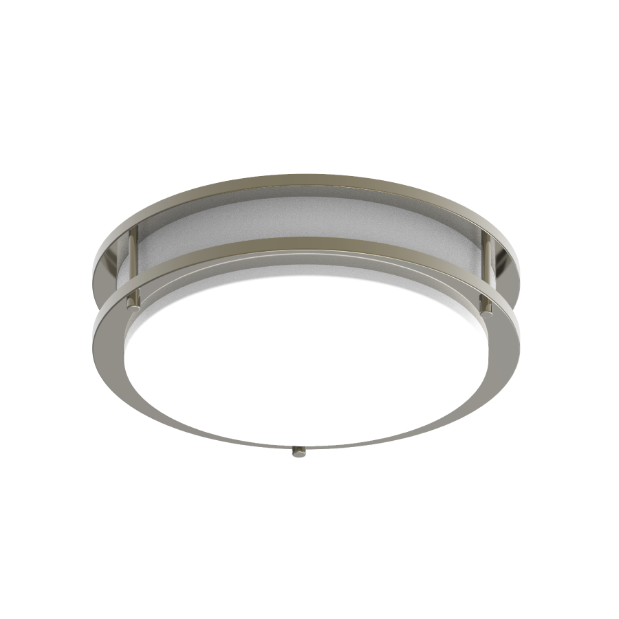 RAB CRVFAD-12R-16-9CCT-UNV-BN/MVS Decorative Flush Mount Ceiling Light – 12" Round – 16W – 5CCT Selectable – 1100 Lumens – 120-277V – 0-10V Dimmable – Microwave Occupancy Sensor – Brushed Nickel