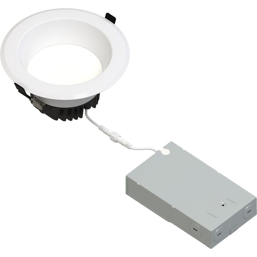 RAB CRX6 CRX 6-Inch Round Recessed Downlight – Selectable 30W/40W/50W – 5-CCT Selectable – CRI90 – TRIAC + 0-10V Dimming – White Finish – 120-277V – 3000-5000 Lumens