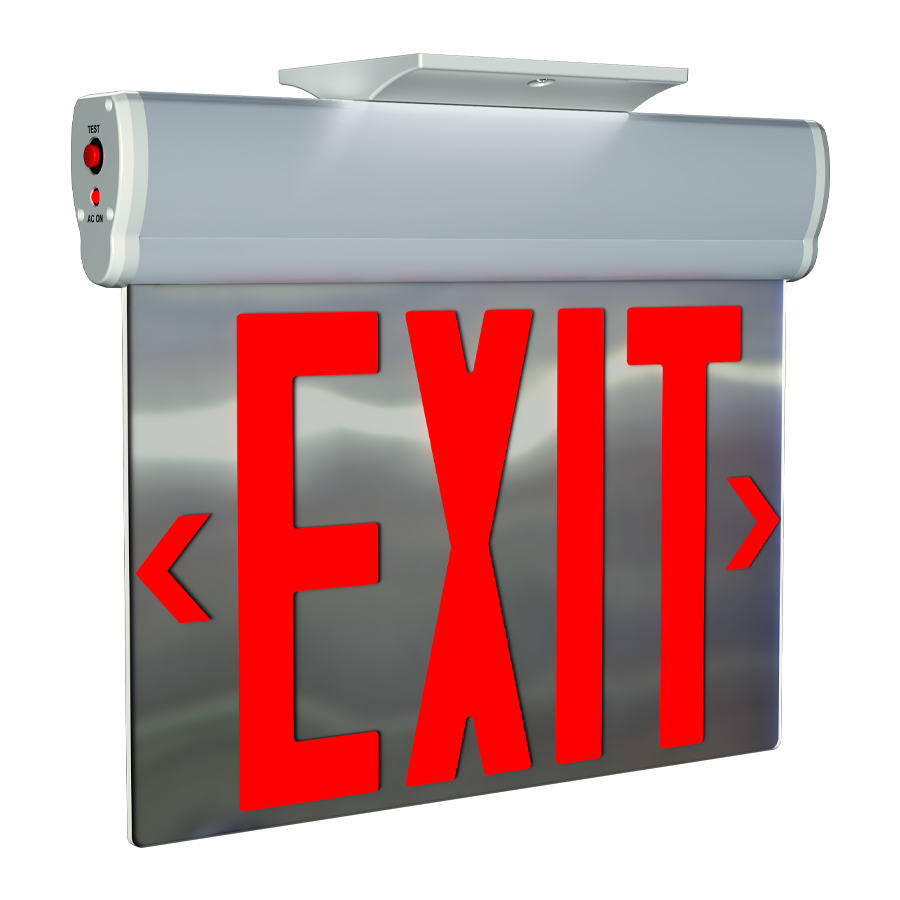 RAB ELSNYC-MP ELS New York Edge-Lit Exit Sign – Dual Face – Red Letters – Mirror Panel – Aluminum Housing – 120-277V