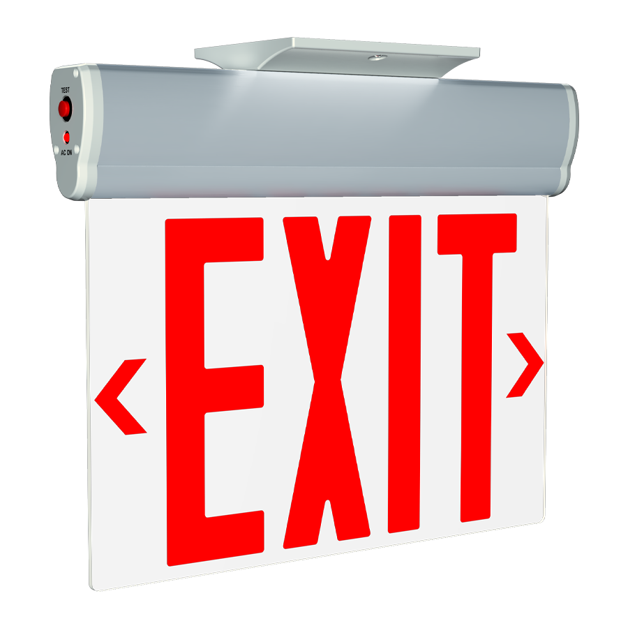 RAB ELSNYC ELS New York Edge-Lit Exit Sign – Single Face – Red Letters – Clear Panel – Aluminum Housing – 120-277V