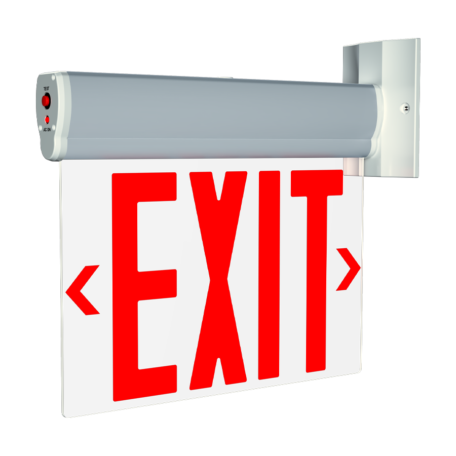 RAB ELSNYC ELS New York Edge-Lit Exit Sign – Single Face – Red Letters – Clear Panel – Aluminum Housing – 120-277V