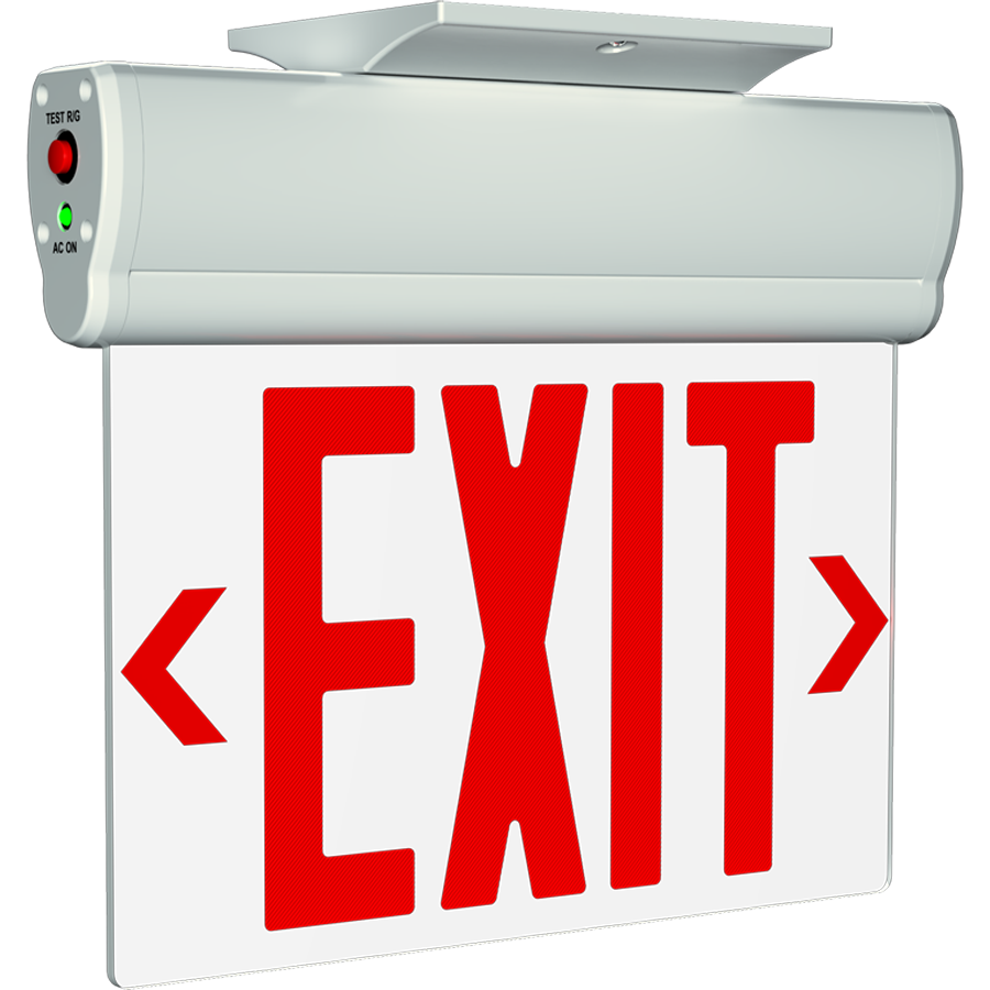 RAB ELS ELS Edge-Lit Exit Sign – Single Face – Red/Green Letters – Clear Panel – White Housing – 120-277V