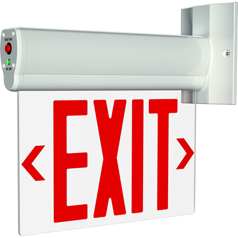 RAB ELS ELS Edge-Lit Exit Sign – Single Face – Red/Green Letters – Clear Panel – White Housing – 120-277V