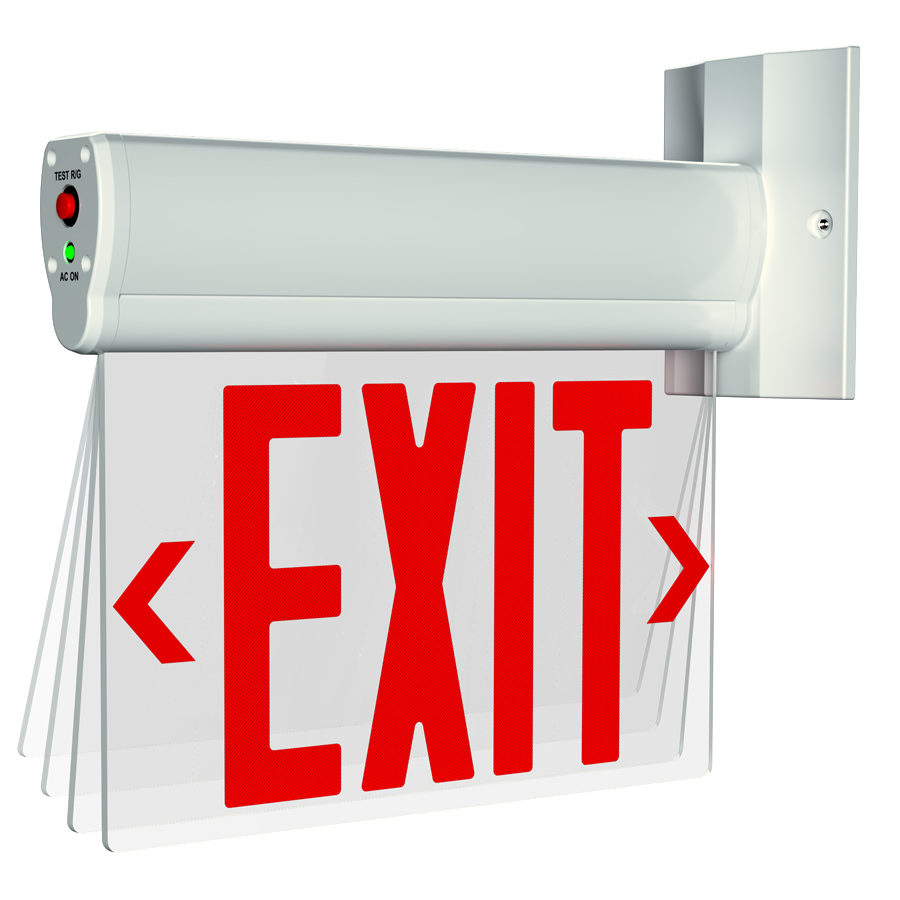 RAB ELS ELS Edge-Lit Exit Sign – Single Face – Red/Green Letters – Clear Panel – White Housing – 120-277V