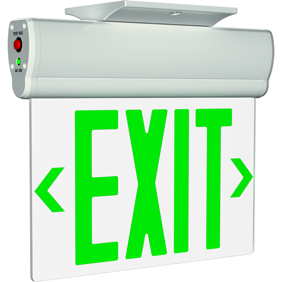 RAB ELS ELS Edge-Lit Exit Sign – Single Face – Red/Green Letters – Clear Panel – White Housing – 120-277V
