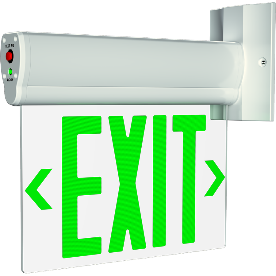 RAB ELS ELS Edge-Lit Exit Sign – Single Face – Red/Green Letters – Clear Panel – White Housing – 120-277V