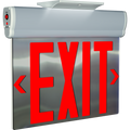 RAB ELXNYC-MP ELX New York Edge-Lit Exit Sign – Dual Face – Red Letters – Mirror Panel – Silver Housing – 120-277V