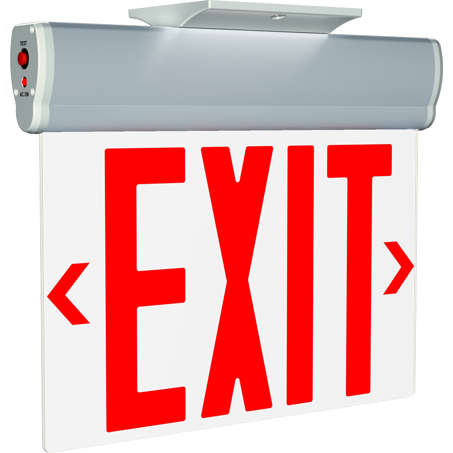 RAB ELXNYC ELX New York Edge-Lit Exit Sign – Single Face – Red Letters – Clear Panel – Silver Housing – 120-277V