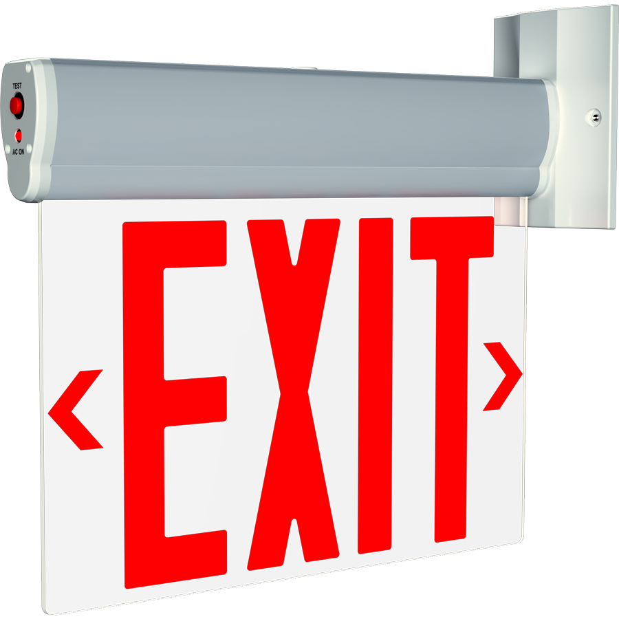 RAB ELXNYC ELX New York Edge-Lit Exit Sign – Single Face – Red Letters – Clear Panel – Silver Housing – 120-277V