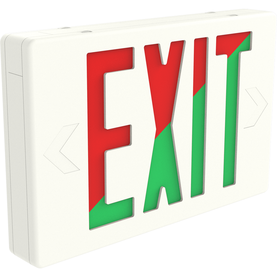 RAB EXIT-R Exit Sign – Universal Face – Red/Green Letters – Remote Capacity – 120-277V