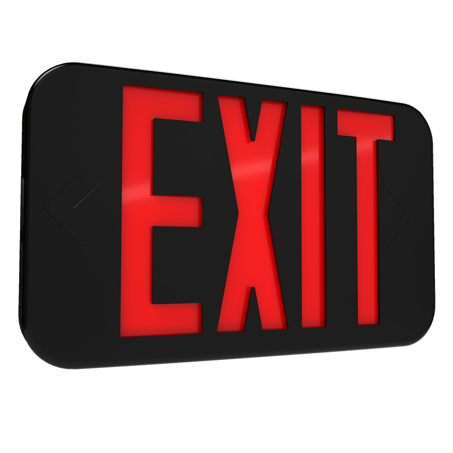 RAB EXIT34-RG/E-B Exit Sign – Universal Face – Red/Green Letters – Black Housing – Battery Backup – 120-277V