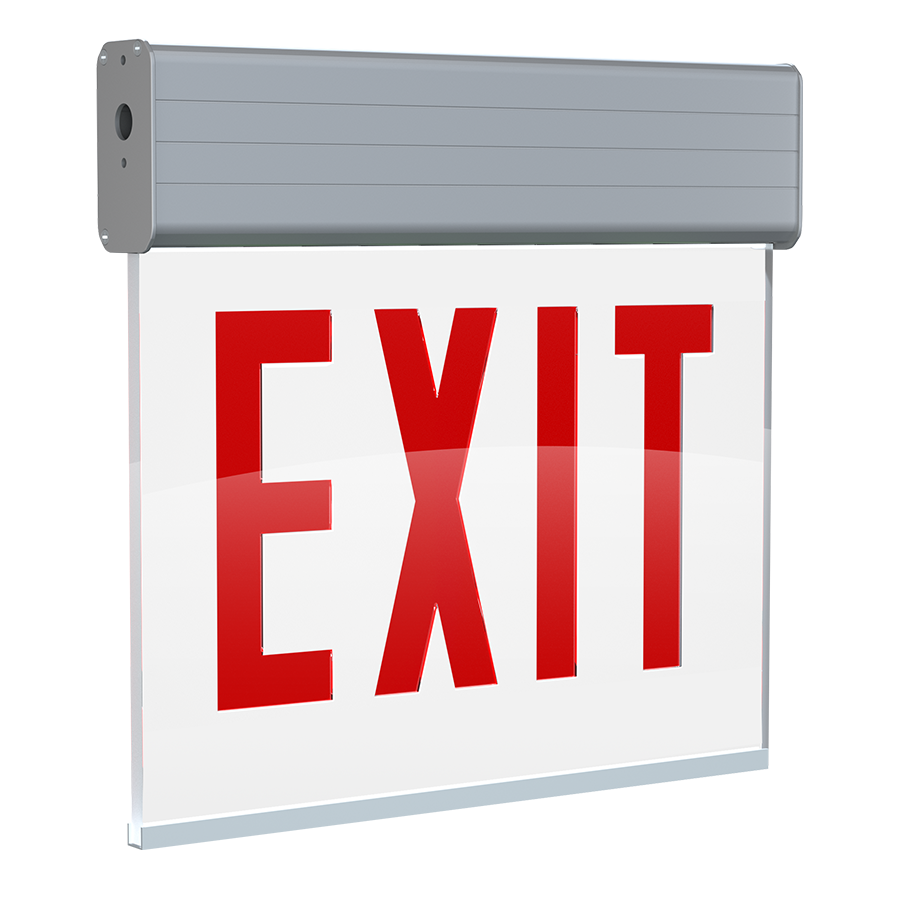 RAB EXITEDGE-WPCH/E Chicago Edge-Lit Exit Sign – Dual Face – White Panel – Aluminum Housing – No Arrow – Battery Backup – 120-277V