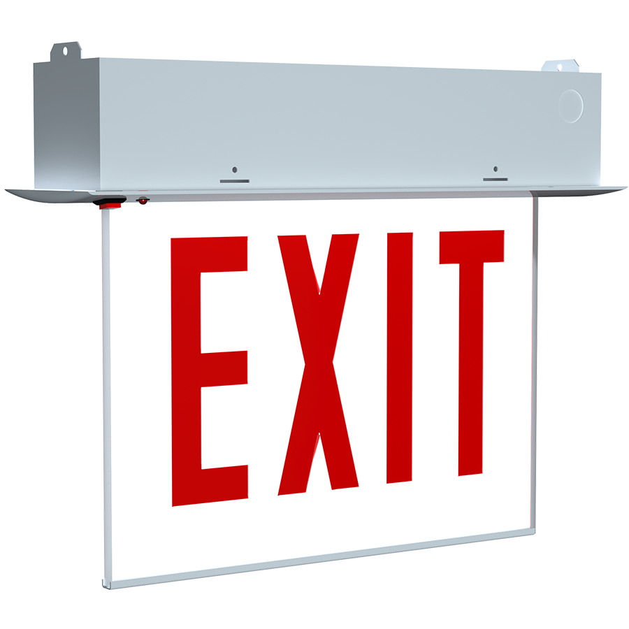 RAB EXITEDGE-RE-WPWCH Chicago Edge-Lit Exit Sign – Dual Face – White Panel – White Housing – Recessed Mount – 120-277V