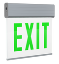 RAB EXITEDGE-1G/E EXITEDGE Edge-Lit Exit Sign – Single Face – Green Letters – Clear Panel – Aluminum Housing – Battery Backup – 120-277V
