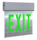 RAB EXITEDGE-GMP/E EXITEDGE Edge-Lit Exit Sign – Dual Face – Green Letters – Mirror Panel – Aluminum Housing – Battery Backup – 120-277V