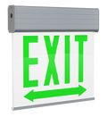 RAB EXITEDGE-WPLRACH/E EXITEDGE Chicago Edge-Lit Exit Sign – Dual Face – White Panel – Aluminum Housing – Left/Right Arrow – Battery Backup – 120-277V