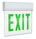 RAB EXITEDGE-1GW/E EXITEDGE Edge-Lit Exit Sign – Single Face – Green Letters – Clear Panel – White Housing – Battery Backup – 120-277V