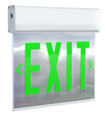 RAB EXITEDGE-GMPW/E EXITEDGE Edge-Lit Exit Sign – Dual Face – Green Letters – Mirror Panel – White Housing – Battery Backup – 120-277V