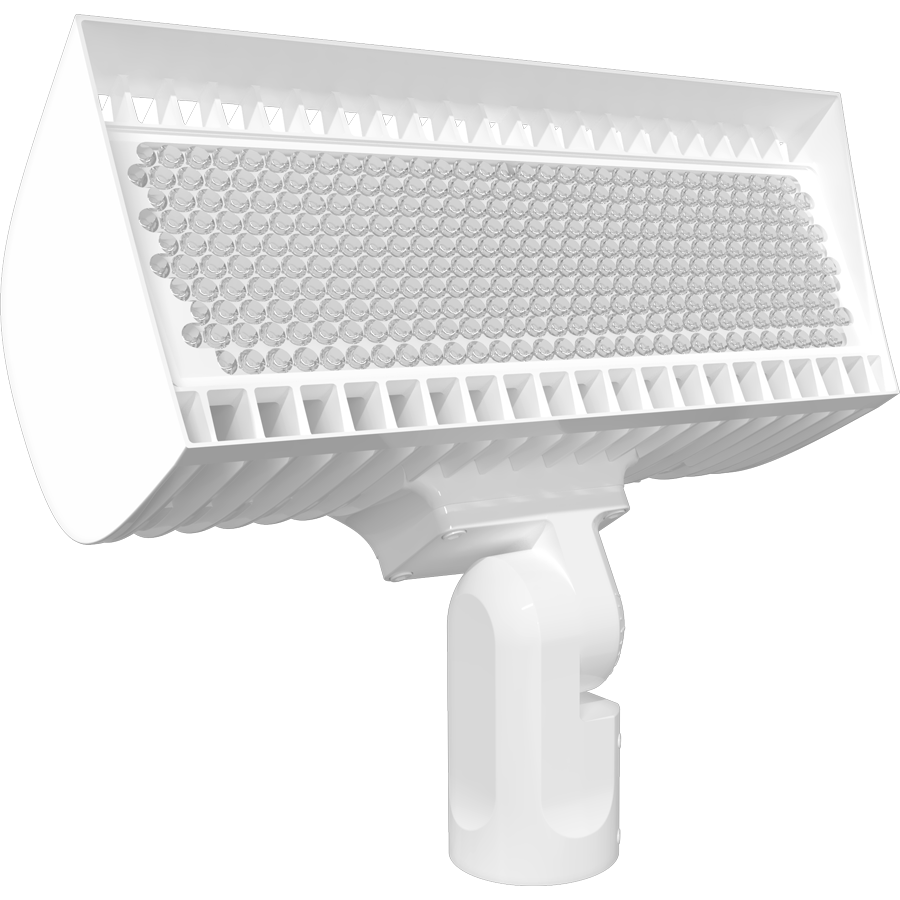 RAB FXLEDLB33SFW/480 FXLED Field-Adjustable Large LED Flood Light – 445W/534W Selectable – 4000K/5000K Selectable – 56195-69674 Lumens – 480V – 3H x 3V Distribution – Slipfitter Mount – White Finish
