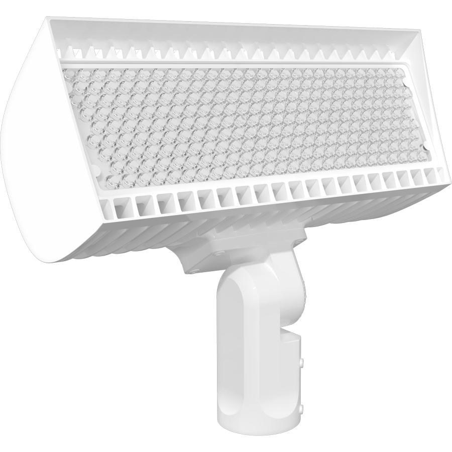 RAB FXLEDMB33SF/480 FXLED Field-Adjustable Medium LED Flood Light – 213W/346W Selectable – 4000K/5000K Selectable – 30483-46300 Lumens – 480V – 3H x 3V Distribution – NEMA 7-Pin Receptacle – Slipfitter Mount – White Finish