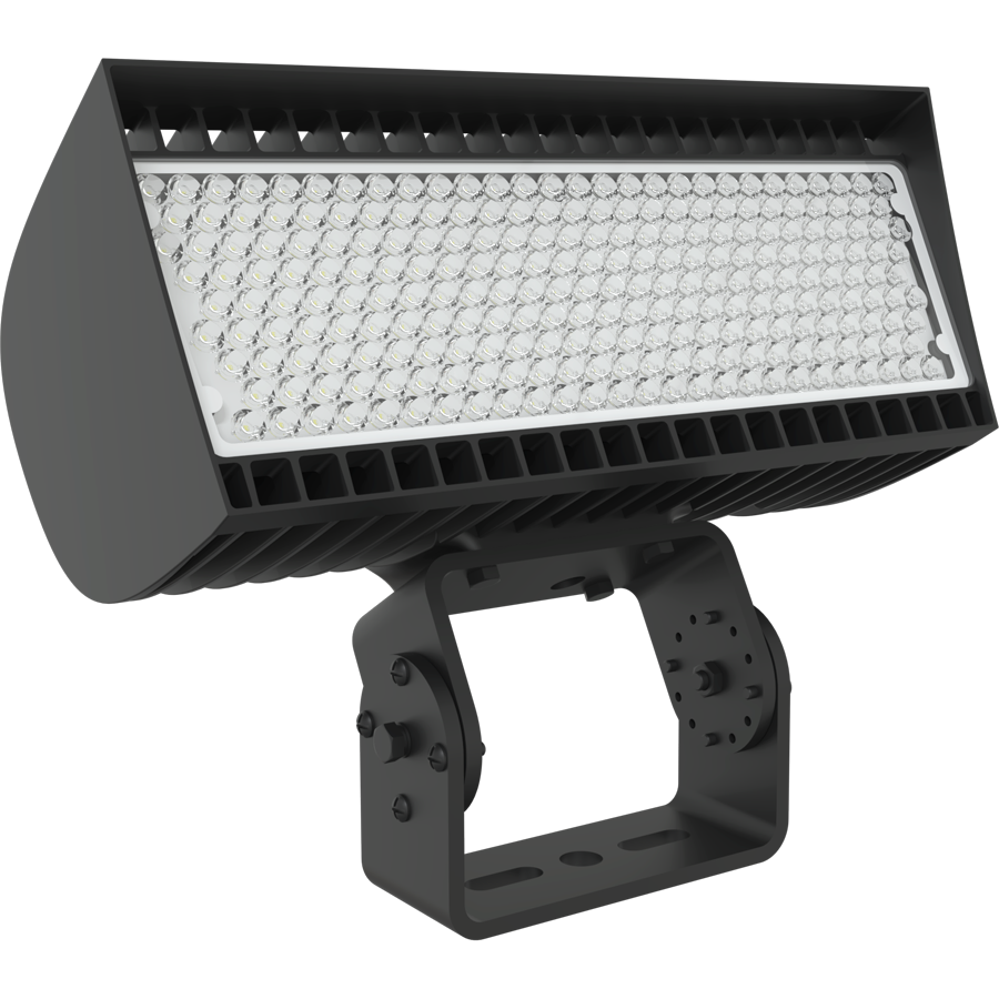 RAB FXLEDMB33T/7PR FXLED Field-Adjustable Medium LED Flood Light – 213W/346W Selectable – 4000K/5000K Selectable – 30483-46300 Lumens – 120-277V – 3H x 3V Distribution – NEMA 7-Pin Receptacle – Trunnion Mount – Bronze Finish