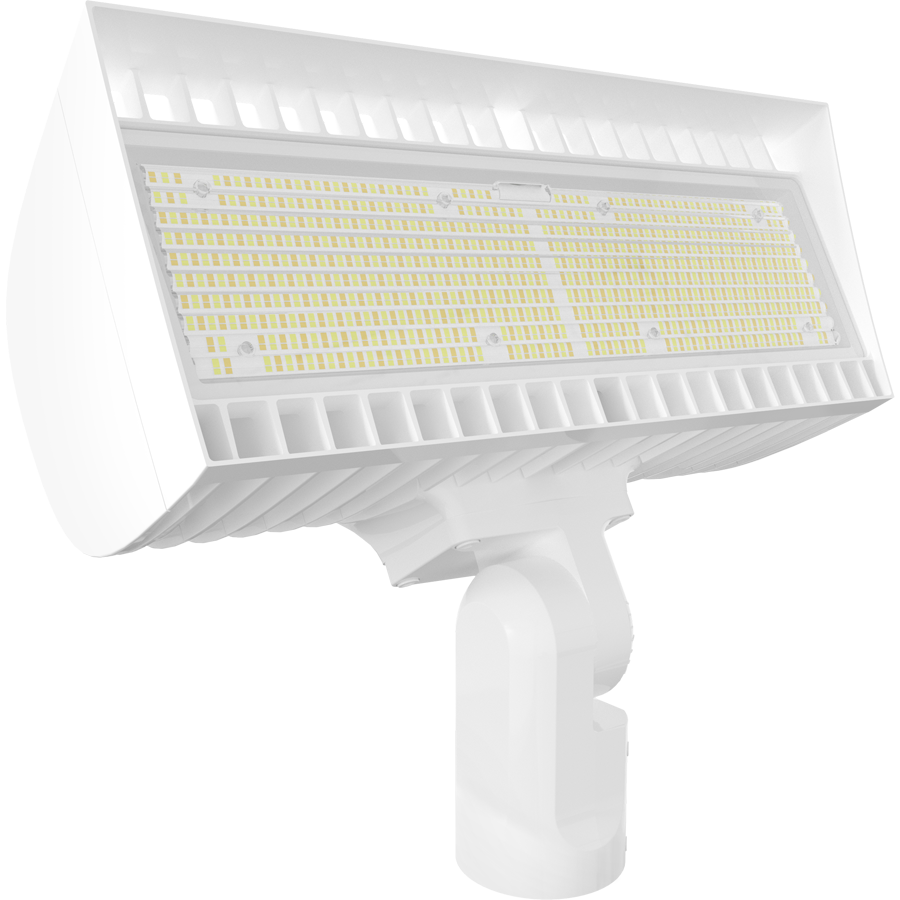 RAB FXLEDLSFW/7PR FXLED Field-Adjustable Large LED Flood Light – 445W/534W Selectable – 4000K/5000K Selectable – 61068-76501 Lumens – 120-277V – NEMA 7-Pin Receptacle – Slipfitter Mount – White Finish