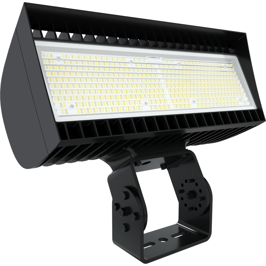 RAB FXLEDLT/480/7PR FXLED Field-Adjustable Large LED Flood Light – 445W/534W Selectable – 4000K/5000K Selectable – 61068-76501 Lumens – 480V – NEMA 7-Pin Receptacle – Trunnion Mount – Bronze Finish