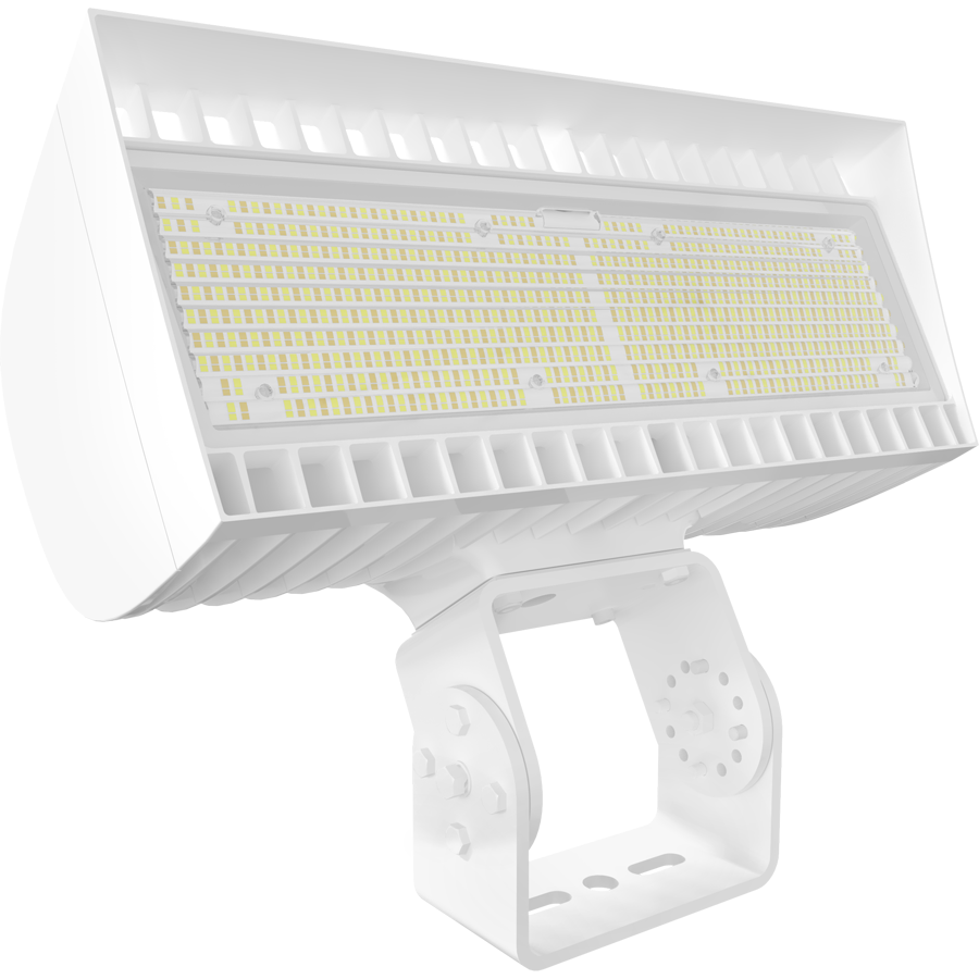 RAB FXLEDLTW/480/7PR FXLED Field-Adjustable Large LED Flood Light – 445W/534W Selectable – 4000K/5000K Selectable – 61068-76501 Lumens – 480V – NEMA 7-Pin Receptacle – Trunnion Mount – White Finish