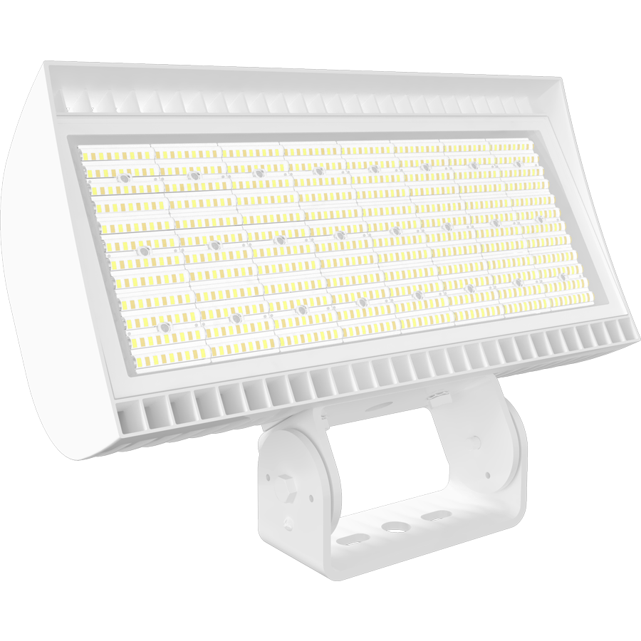 RAB FXLEDMTW/480/7PR FXLED Field-Adjustable Medium LED Flood Light – 213W/346W Selectable – 4000K/5000K Selectable – 29672-48128 Lumens – 480V – NEMA 7-Pin Receptacle – Trunnion Mount – White Finish