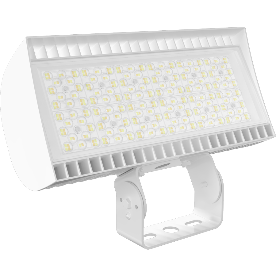 RAB FXLEDSTW/480/7PR FXLED Field-Adjustable Small LED Flood Light – 69W/97W/132W/168W Selectable – 4000K/5000K Selectable – 11025-23835 Lumens – 480V – NEMA 7-Pin Receptacle – Trunnion Mount – White Finish