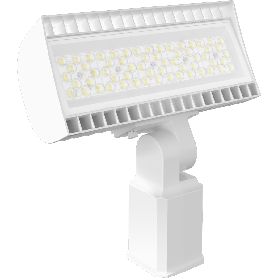 RAB FXLEDXSSFW/480/7PR FXLED Field-Adjustable X-Small LED Flood Light – 40W/60W/80W Selectable – 4000K/5000K Selectable – 6315-11956 Lumens – 480V – NEMA 7-Pin Receptacle – Slipfitter Mount – White Finish
