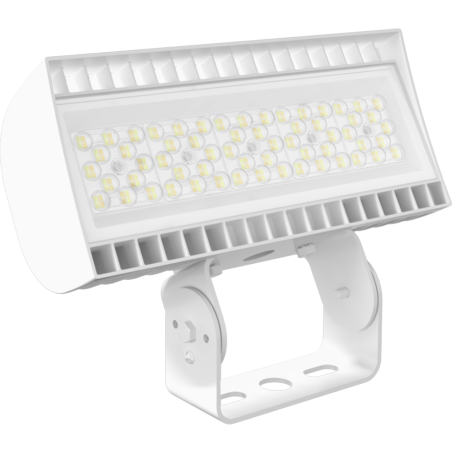 RAB FXLEDXSTW/7PR FXLED Field-Adjustable X-Small LED Flood Light – 40W/60W/80W Selectable – 4000K/5000K Selectable – 6315-11956 Lumens – 120-277V – NEMA 7-Pin Receptacle – Trunnion Mount – White Finish