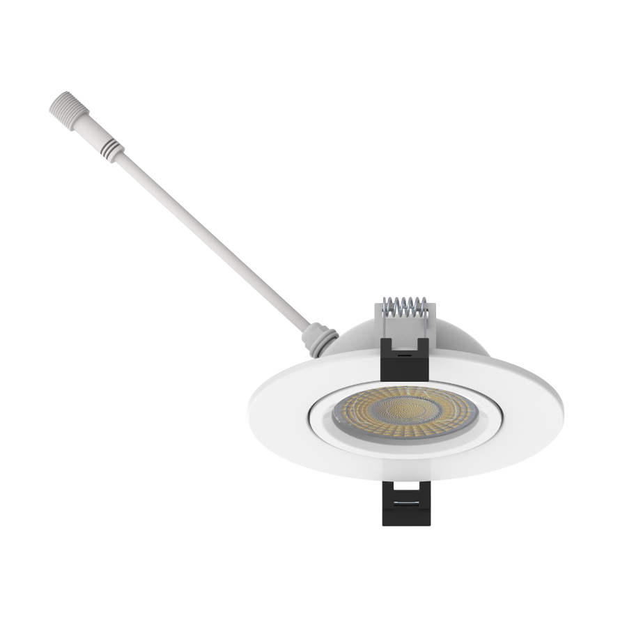 RAB GF4 GF4 4in Adjustable Recessed Light – 12W – 889–1049 Lumens – 2700K–5000K – 120V – Round – White Trim – 90+ CRI