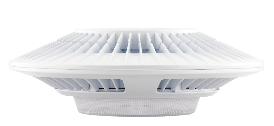 RAB GLED52YW/D10 LED Garage Ceiling Light – 52W – 3000K – 5883 Lumens – 120-277V – 0-10V Dimmable – Prismatic Lens – White Finish