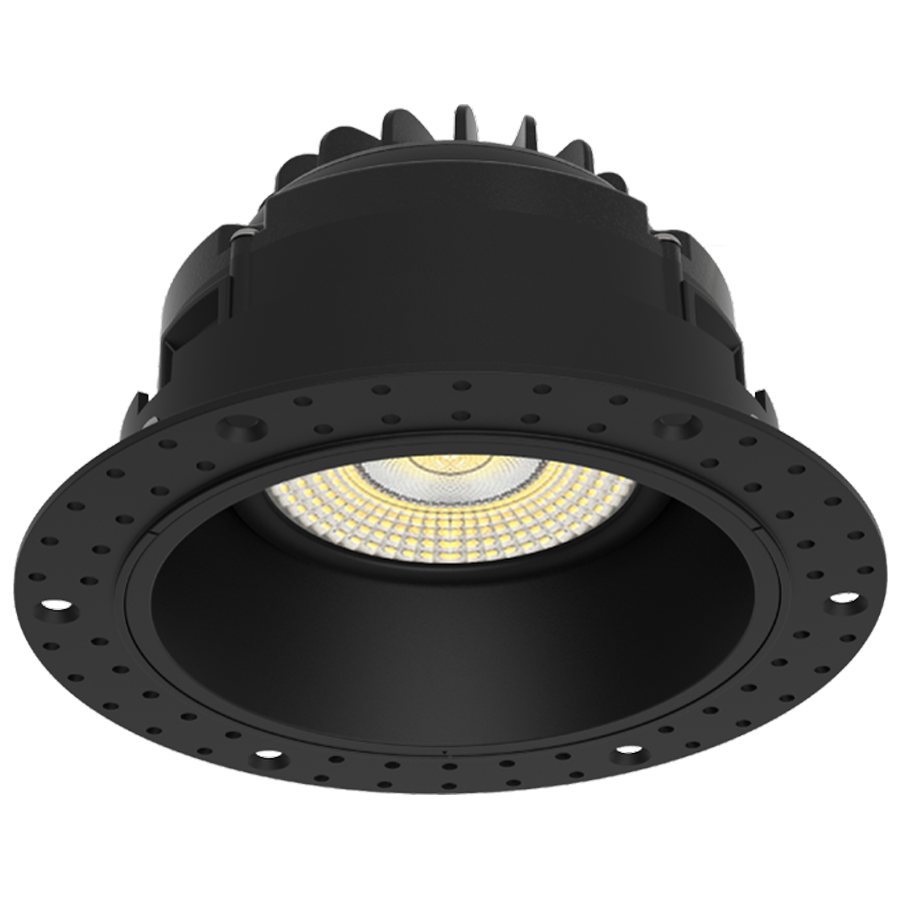 RAB GR4TLB 4in Adjustable Trimless Recessed Light – 15W – 1250 Lumens – 2700K–5000K – 120V – Round – Black Finish – 90+ CRI
