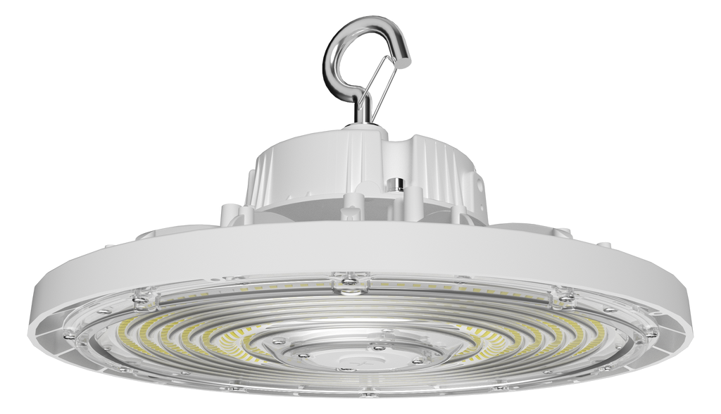 RAB H17XL/6CP H17XL LED UFO High Bay Light – Selectable 150W/200W/240W – Selectable 3000K/4000K/5000K – 22696-37253 Lumens – 120-277V – 6ft Cord with NEMA 5-15 Plug – White Finish