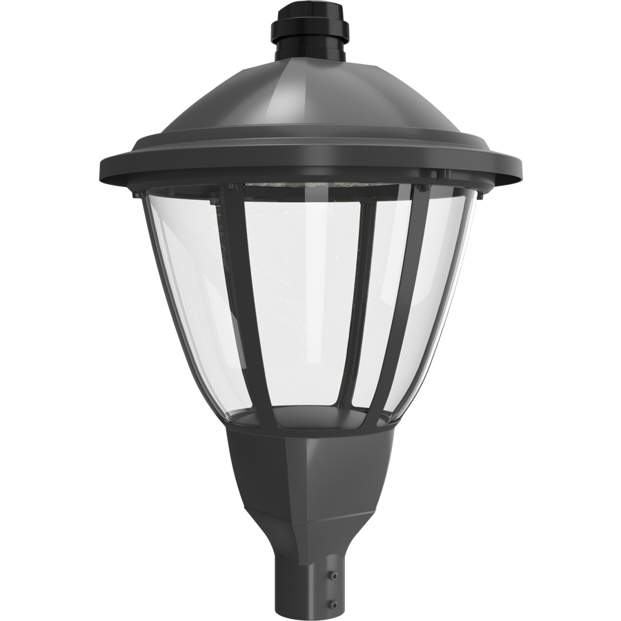 RAB HTG-R/480/7PRS Heritage Round Outdoor Post Top Light – 60W-120W Selectable – Type III/Type V Distribution – 3000K/4000K/5000K Selectable – 5089-15401 Lumens – 480V – NEMA 7-Pin Photocontrol Receptacle – Bronze Finish