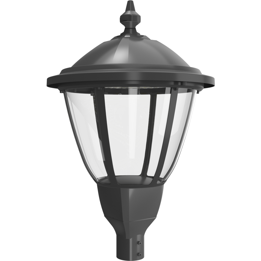 RAB HTG-R Heritage Round Outdoor Post Top Light – 60W-120W Selectable – Type III/Type V Distribution – 3000K/4000K/5000K Selectable – 5089-15401 Lumens – 120-277V – Bronze Finish